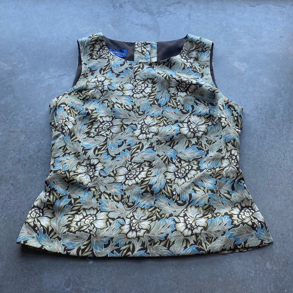 Charter Club Floral Tank Top - Blue and Brown